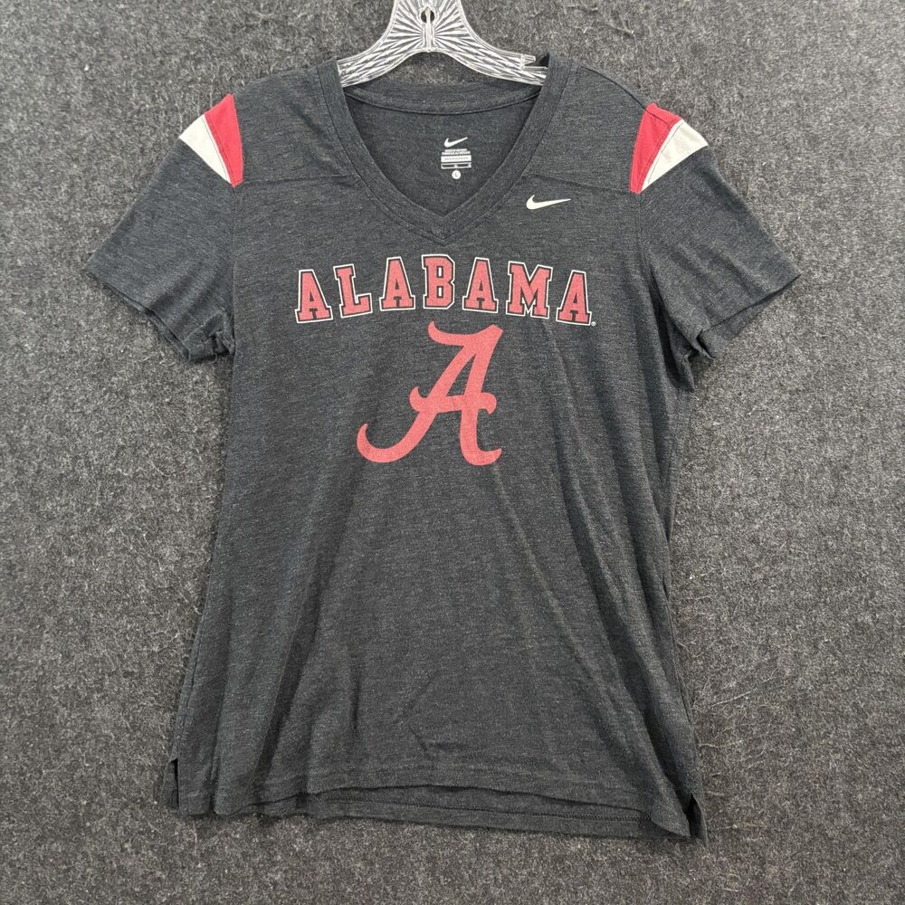 Alabama Crimson Tide Shirt Women's Large Gray Nike V Neck Graphic Bama Tee